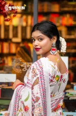 Premium Half Silk Jamdani Saree - Image 2